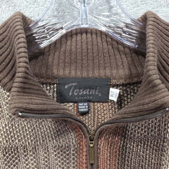 Tosani Sweater Mens XLT Pullover Mocha Biggie Crosby 90s Vintage VTG - Picture 5 of 10